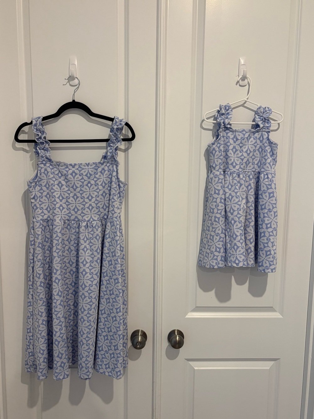 Mommy(L) and me (5T) Blue Floral-Print Girls' Sundress